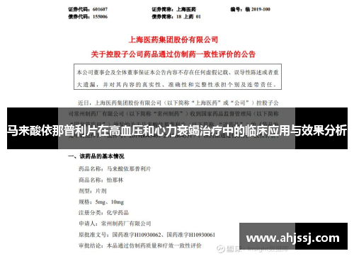 马来酸依那普利片在高血压和心力衰竭治疗中的临床应用与效果分析